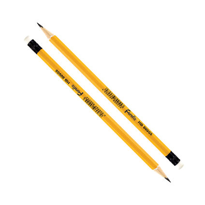 Parastais zīmulis HB FOROFIS uzasināts, ar dzēšgumiju, dzeltens