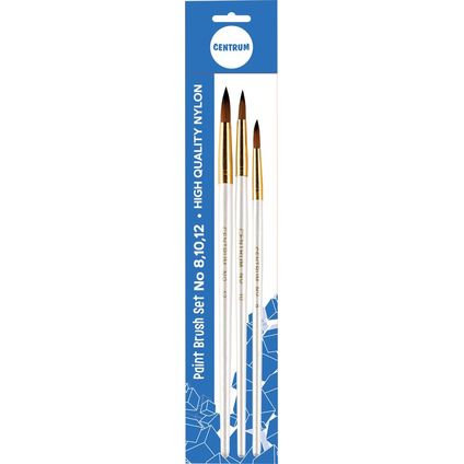 Paint brushes set of 3pcs Nr.8;10;12 round (nylon)