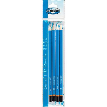 Set of 4 pencils 2H,2B,HB,HB sharpened, wooden