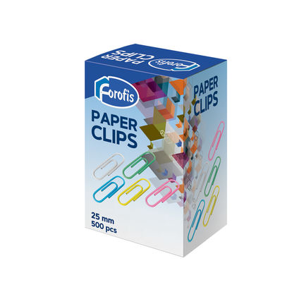 Paper clips 25mm FOROFIS colored round 500pcs /paper box