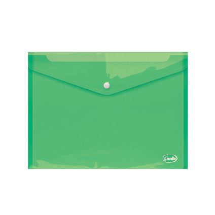 Папка-конверт А4 FOROFIS с кнопкой 0.16мм (прозрачная зеленая) ПП