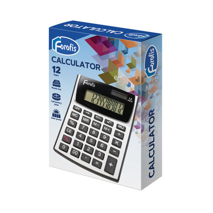 Calculator “MIDI” FOROFIS 145x108x20mm (2 way power: solar +cell button battery)