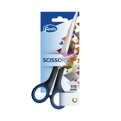 Scissors FOROFIS 175mm HOME USE w/soft rubber (green handles)