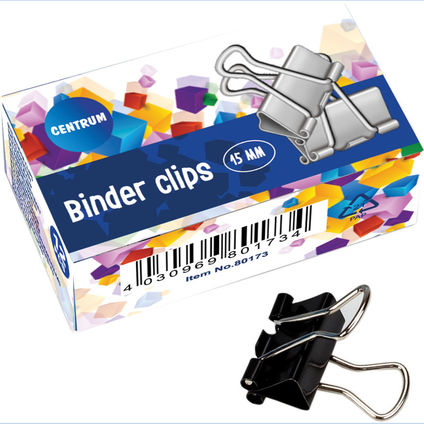 Binder clips 15mm 12pcs. black