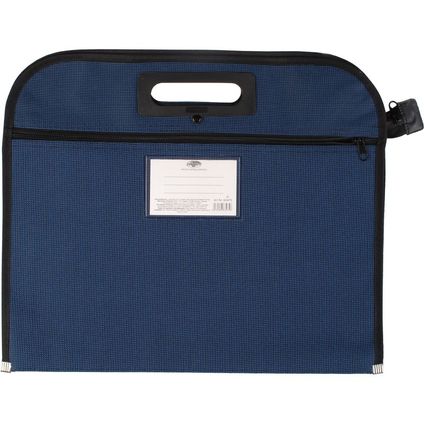 Zipper bag A4 with name card holder blue