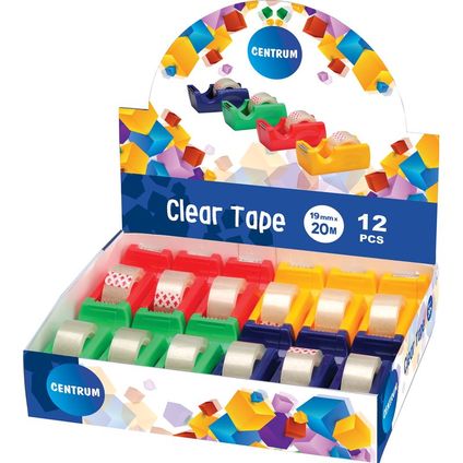 Stationery clear tape 19mm x 20m with dispenser