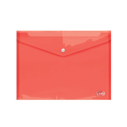 Envelope plastic A4 FOROFIS w/button 0.16mm (transparent red) PP