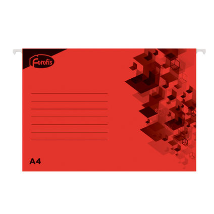 Iekarināmā kartotēkas mape A4 FOROFIS no kartona (sarkana), biezums 200g/m2