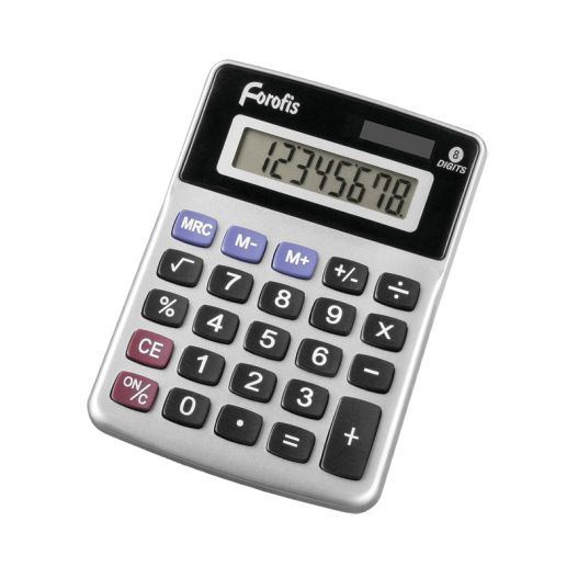 Calculator FOROFIS 115x85x15mm (2 way power: solar +cell button battery)