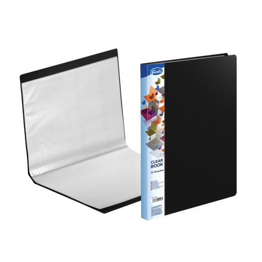 Transparent book A4 FOROFIS 0.50mm cover w/20 transp.pockets 0.03mm (black) PVC