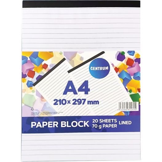 Paper Block A4 20sh. lined 70g/m2