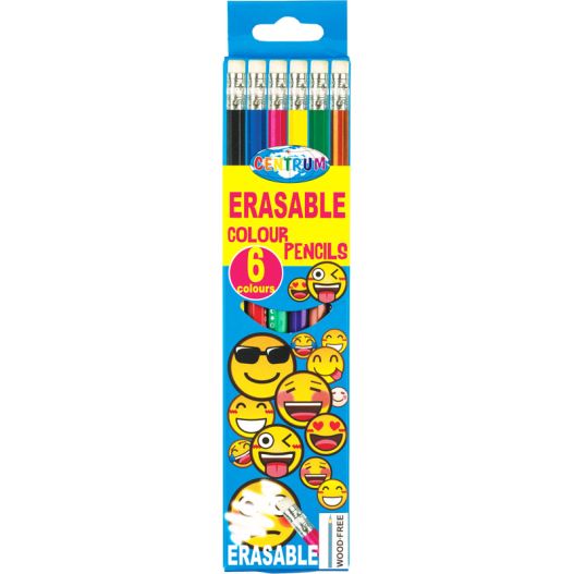 Color pencils plastic erasable 6col. 