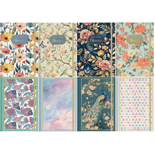 Bloknots A5 96lp., punktiņi, cietos vākos ar gumiju BLOOM