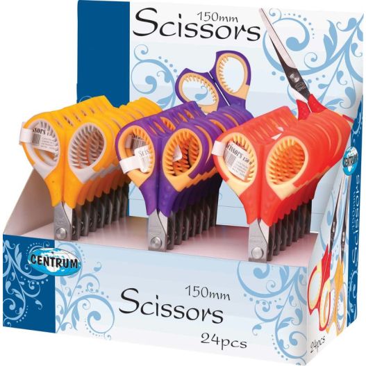 Scissors 15сm with soft rubber (assorted handles)