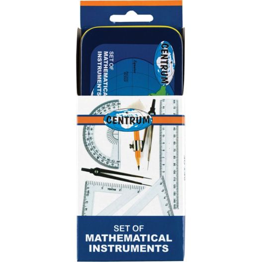 Set of mathematical tools (compass, Bow Compass, pensil, 15cm ruler, 2 triangle rulers, protractor ruler, eraser)