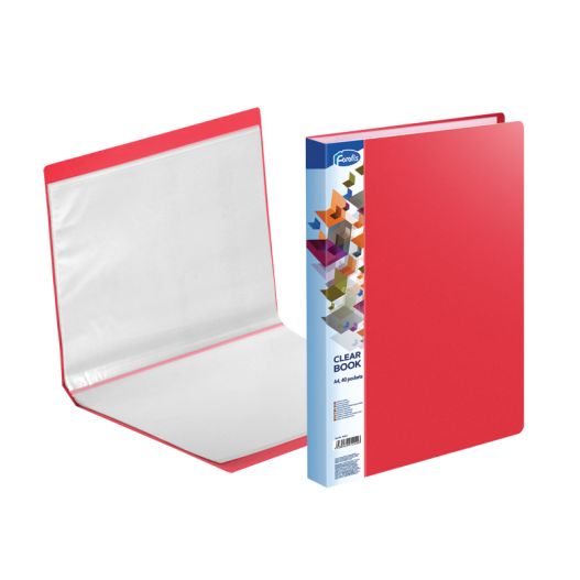 Transparent book A4 FOROFIS 0.70mm cover w/40 transp.pockets 0.03mm (red) PVC