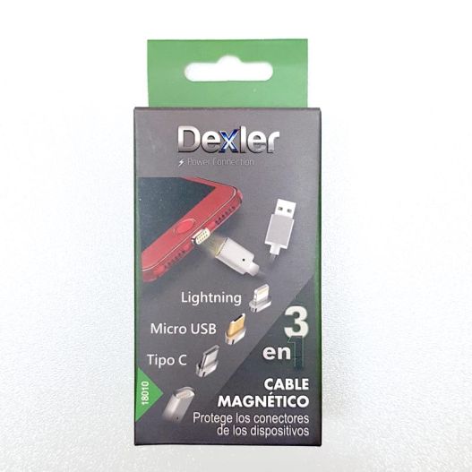 DEXLER 3 in 1 magnetic charging cable, Micro USB, Lightning, Type-C 1m