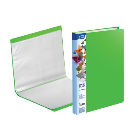 Transparent book A4 FOROFIS 0.70mm cover w/40 transp.pockets 0.03mm (green) PVC