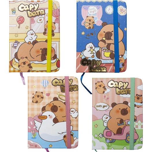 Bloknots A7 līniju 80lp. cietos vākos ar gumiju 