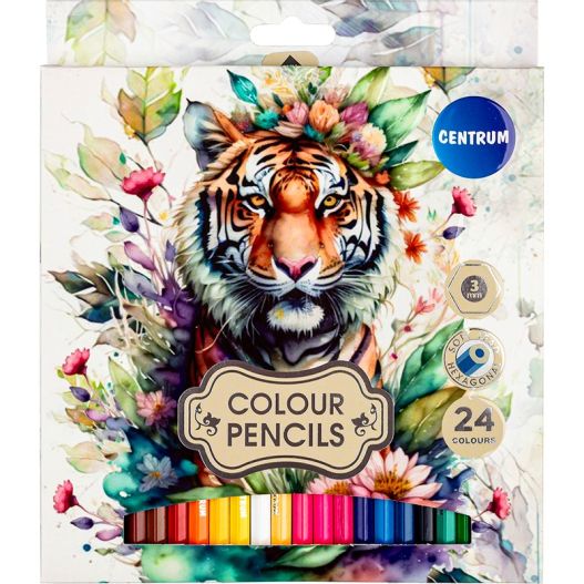 Color pencils 24col. TIGER hexagonal, long size /paper box