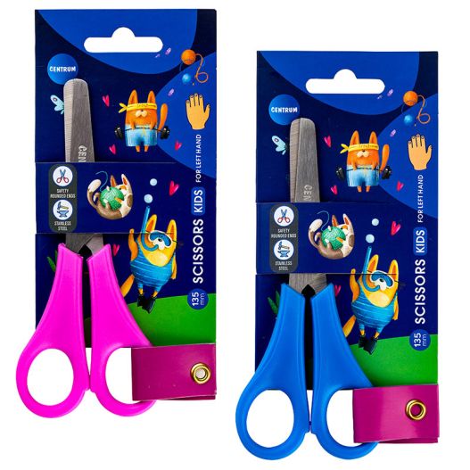 Šķēres kreiļiem 13.5cm ar apaļu galu un lineālu