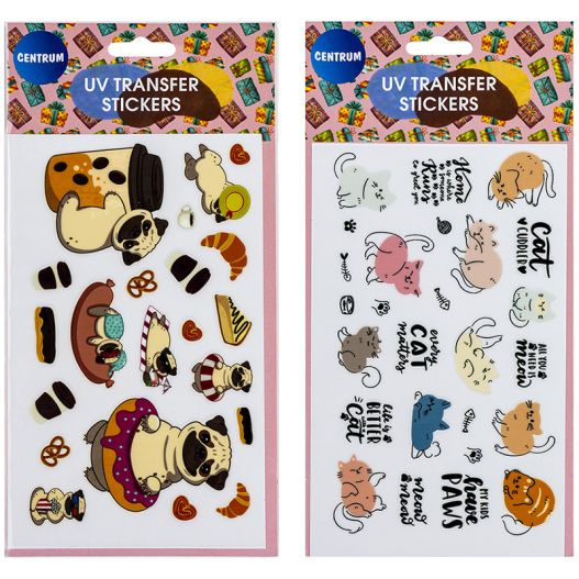 UV TRANSFER STICKERS “DOGS & CATS” 23x30mm &20x35mm (sheet size 9.6x15.5cm