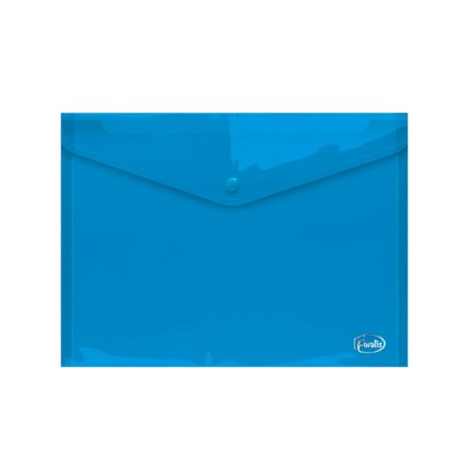 Envelope plastic A4 FOROFIS w/button 0.16mm (blue) PP