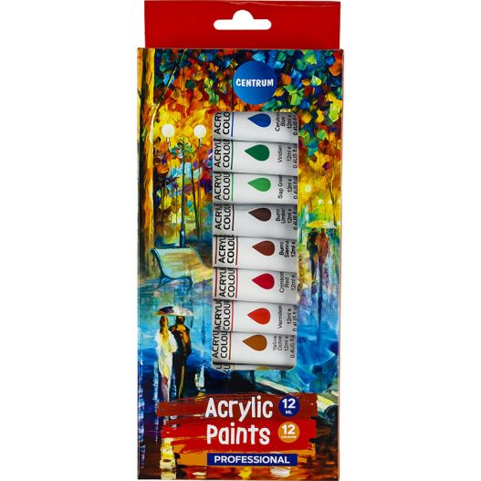 Acrylic paints 12col.x12ml in metal tubes/box