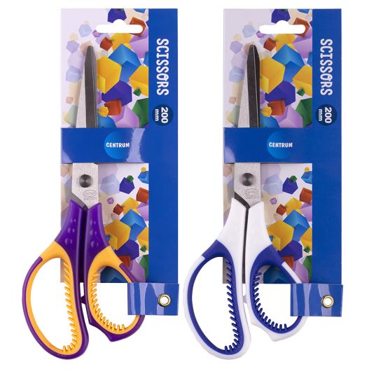 Scissors 20сm with soft rubber (assorted handles)