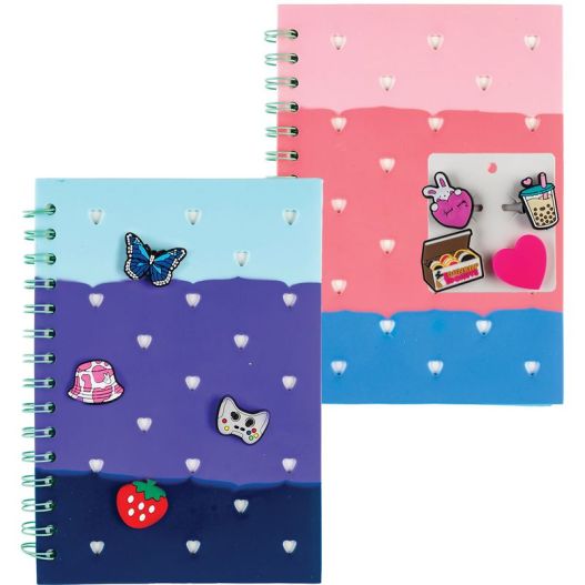 Double Spiral Notebook A6 80sh. 70gsm with Silicon Cover and Charms