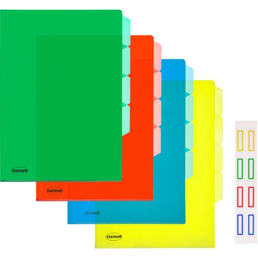 Папка-уголок L-типа A4 0.16mm с 4 отделениями ассорти