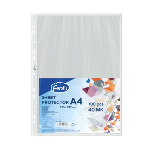 Sheet protectors A4 FOROFIS 100pcs, glass clear,  40mk PP