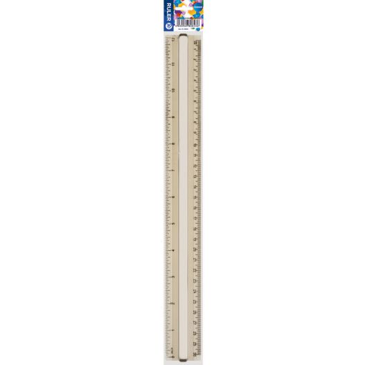 Ruler plastic 30cm clear, with handle