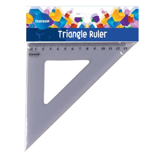 Triangle ruler 45°x13 cm (clear, blue)