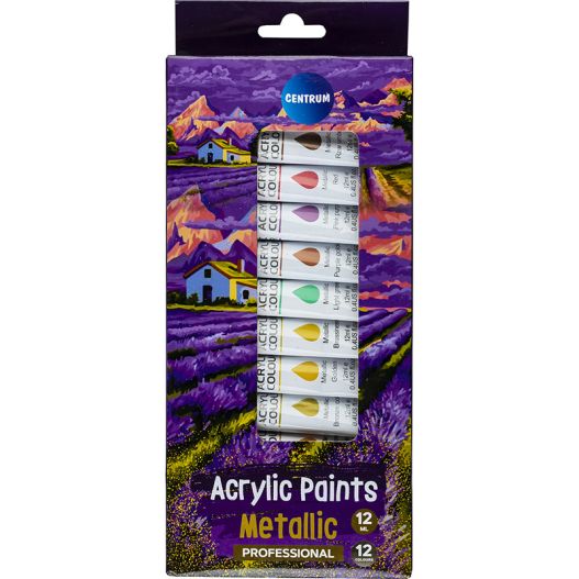 Acrylic paints METALLIC 12col.x12ml in metal tubes/box