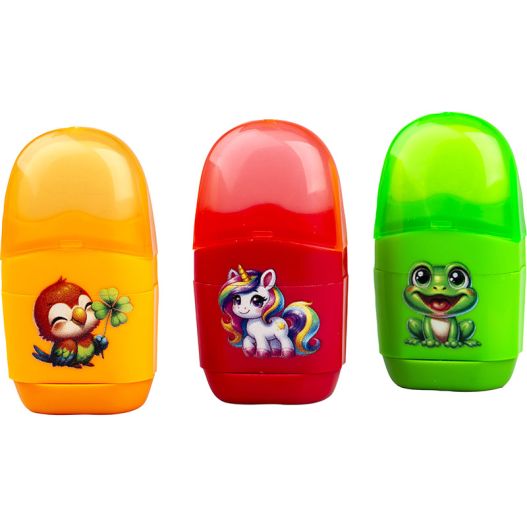 Zīmuļu asināmais ar dzēšgumiju un ar savācēju 