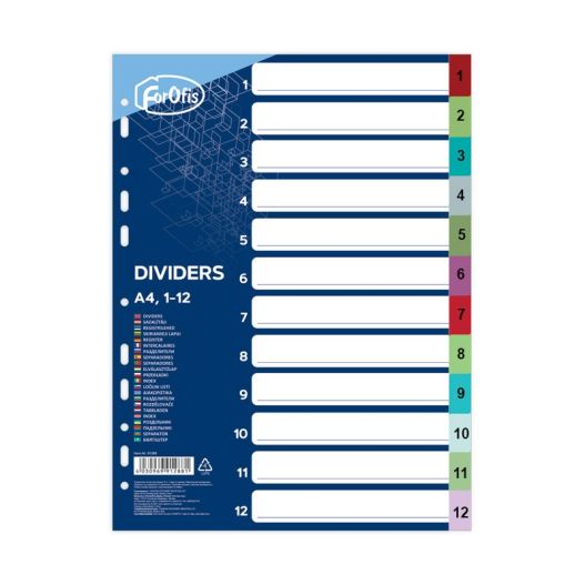 Разделители А4 12цв. 0.13mm FOROFIS