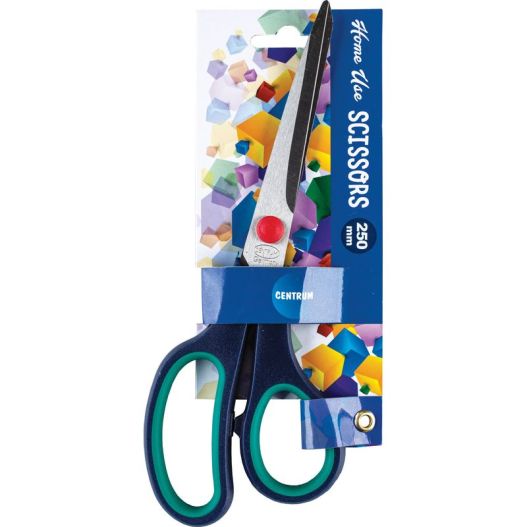 Scissors 25cm HOME USE with soft rubber (green handles)