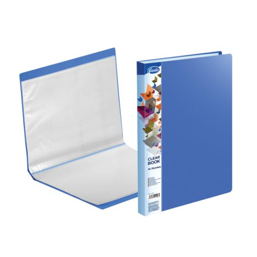 Transparent book A4 FOROFIS 0.60mm cover w/30 transp.pockets 0.03mm (blue) PVC