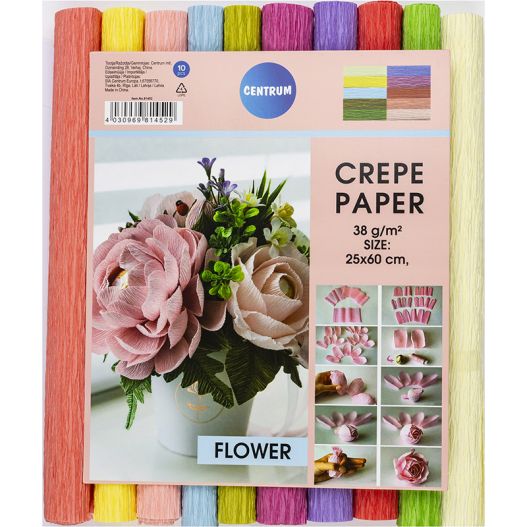 Colour crepe paper 25x60cm 10col. 38g/m2