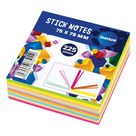 Stick notes pad 75x75mm 25sh.x9neon col.