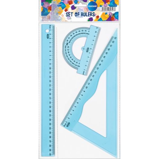 Set: 30cm ruler, triangle ruler, protractor ruler