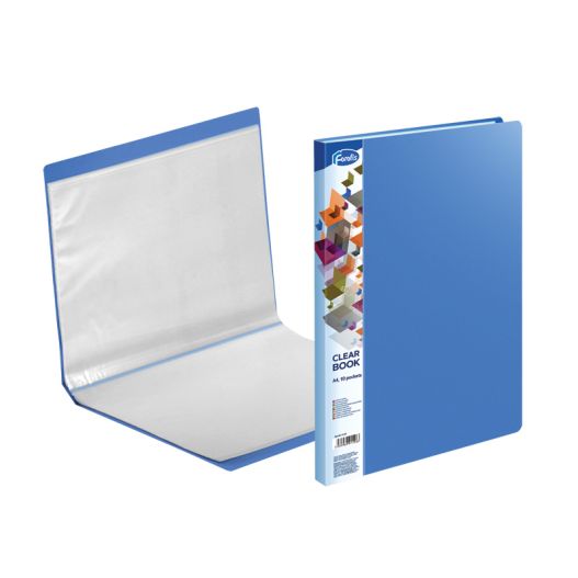 Transparent book A4 FOROFIS 0.50mm cover w/10 transp.pockets 0.03mm (blue) PVC