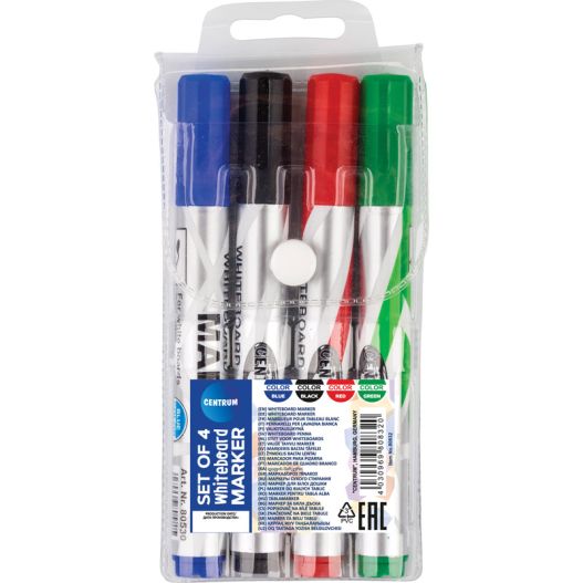 Set of 4 whiteboard markers bullet tip 2-5mm