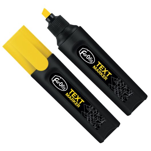 Text marker yellow chisel tip 1-5mm black barrel FOROFIS