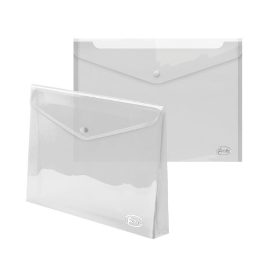 Envelope plastic A4 FOROFIS w/button 0.35mm (transparent clear) PP