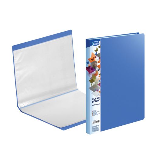 Transparent book A4 FOROFIS 0.50mm cover w/20 transp.pockets 0.03mm (blue) PVC