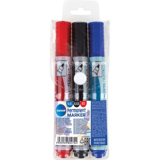 Set of 3 permanent markers bullet tip  2-5mm /PVC wallet