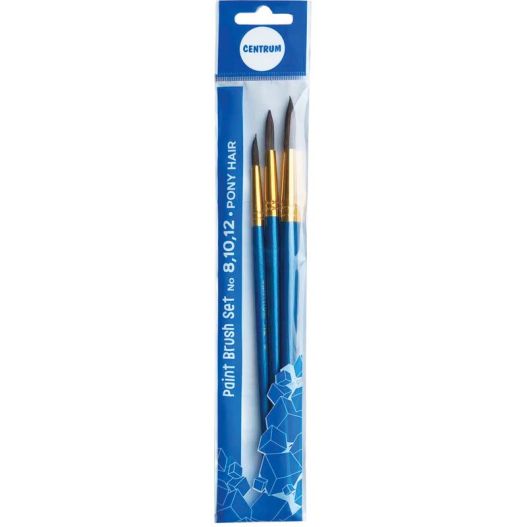 Paint brushes set of 3pcs Nr 8,10,12 round (pony)