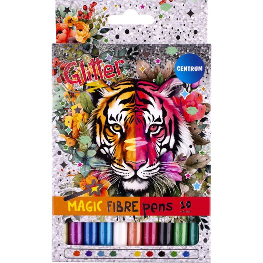 Fibre pens 10col. MAGIC JUMBO GLITTER 